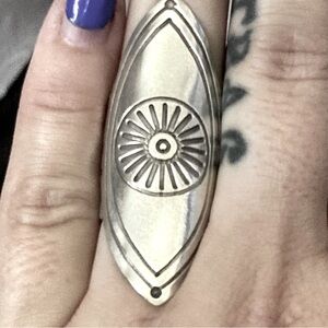 Silver Eye Ring Designer Jewelry Size 7 White Bronze SANKTOLEONO Rare
